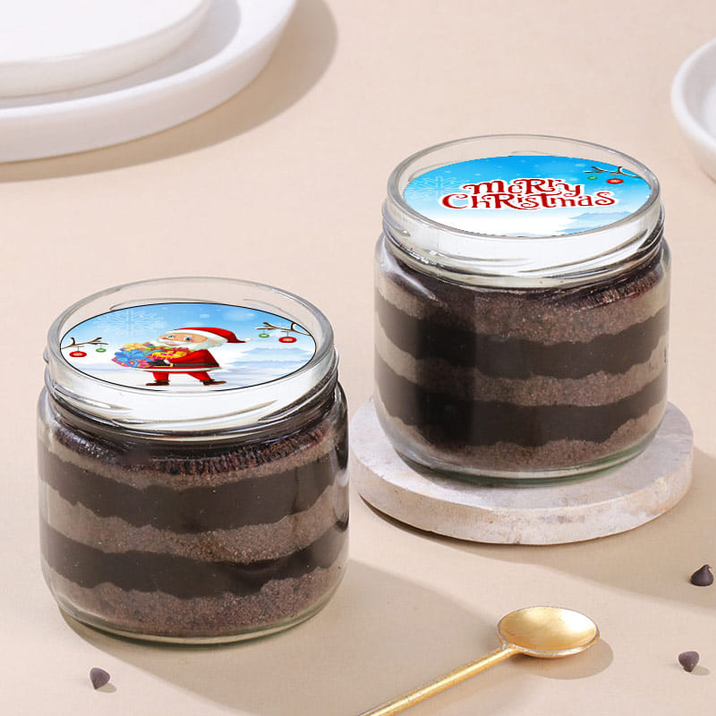 Merry Christmas Choco Poster Jar Cake Pair