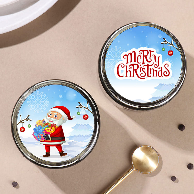 Merry Christmas Choco Poster Jar Cake Pair