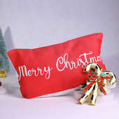 Merry Christmas Pillow With Candy Stick Decor