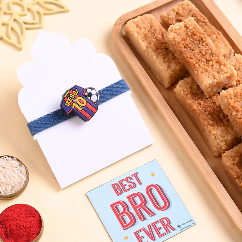 Messi Football Kids Rakhi With Milk Cake
