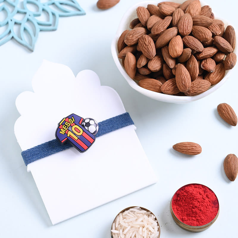 Messi Jersey Kids Rakhi With Almonds