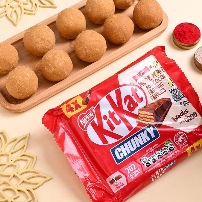 Messi Jersey Kids Rakhi With Ladoos N Chocolate