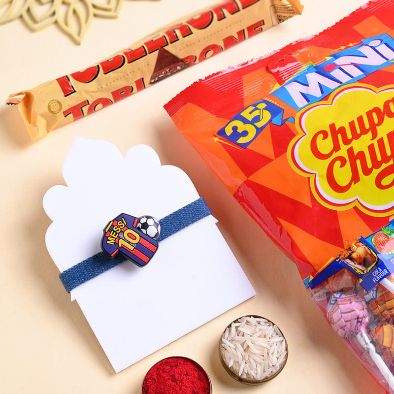 Messi Jersey Rakhi N Sweet Bites Combo