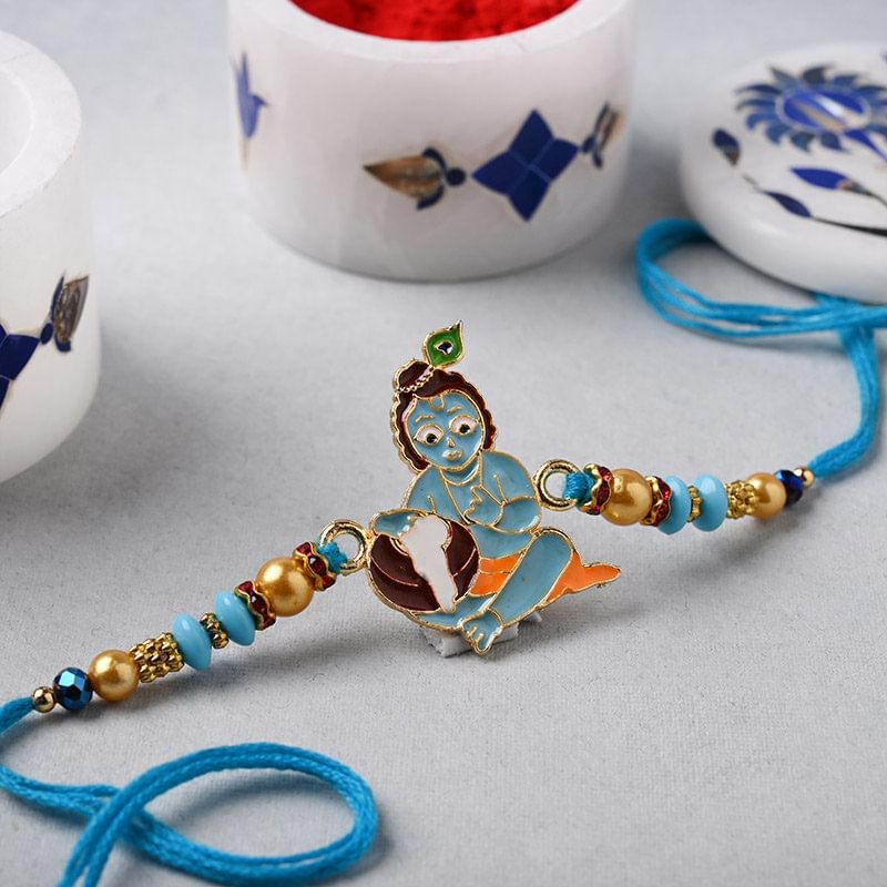 Send Metal Laddu Gopal Kids Rakhi Online in India - Divine Rakhi 