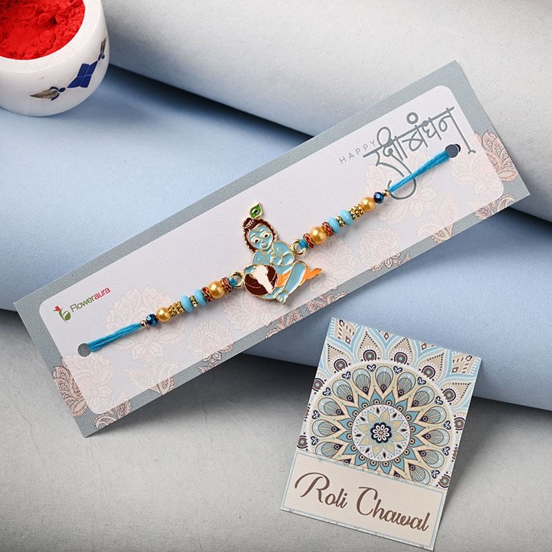Order Metal Laddu Gopal Kids Rakhi Online from FlowerAura - Divine Rakhi