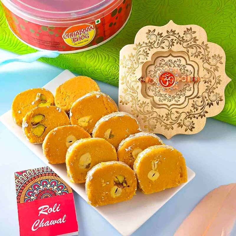Metallic Om Rakhi N Batisha
