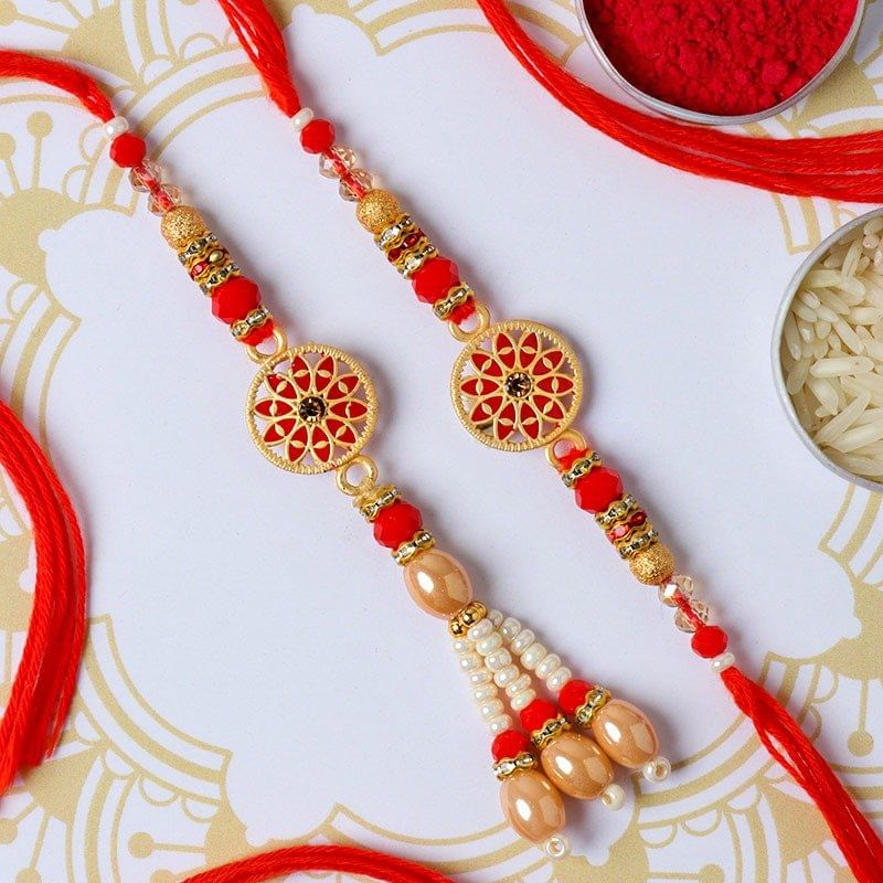 Metallic Pearl Bead Bhaiya Bhabhi Rakhi