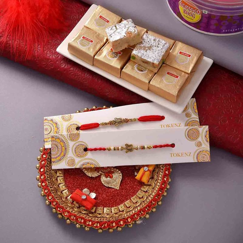 Mewa Bites With Decorative Rakhi N Two Rakhis