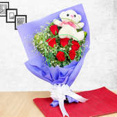 Teddy Red Rose Combo:Red Rose with teddy bear
