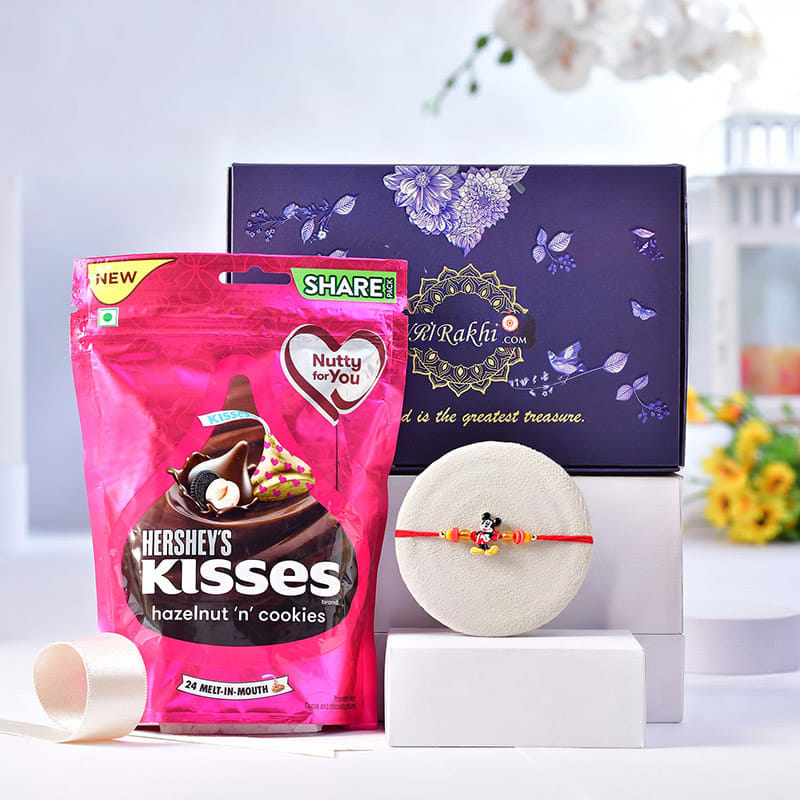 Mickey Mouse Kids Rakhi With Kisses Chocolates