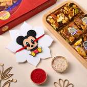 Mickey Mouse Rakhi With Chhappan Bhog Nutberry Treats