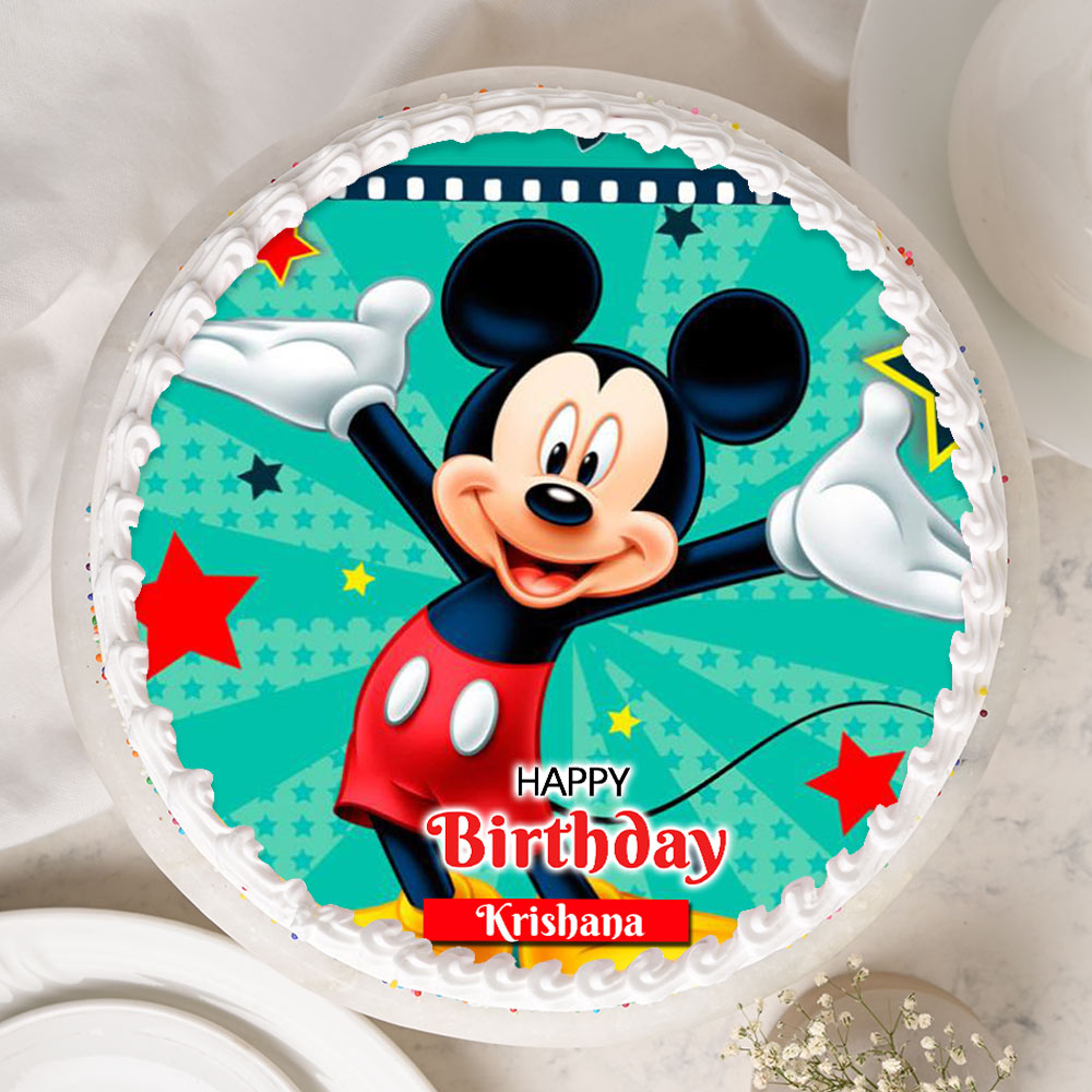 Front view of Mickey Poster Birthday Cake
