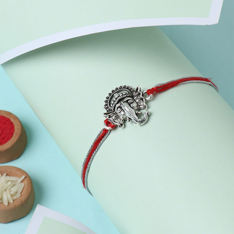 Ganesha Oxidised Metal Rakhi