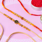 Mighty Om Rudraksha Rakhi Duo