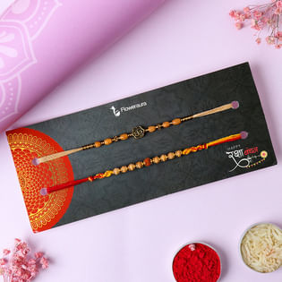 Mighty Om Rudraksha Rakhi Set of 2