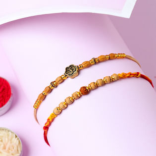 Set Of 2 Mighty Om Rudraksha Rakhi