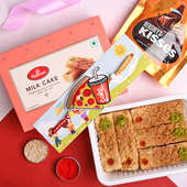 Buy Quirky Rakhi online for Kids - Milk Cake With Chocolates N Kid Rakhi
