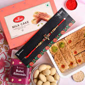 Buy Rakhi Sets online for Brother - Milk Cake With Rabri Almonds N OM Rakhi