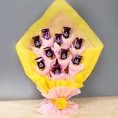 Milky Smooth Choco Bouquet:Bouquet of 10 Dairy Milk Chocolates in Jute and Paper Packing