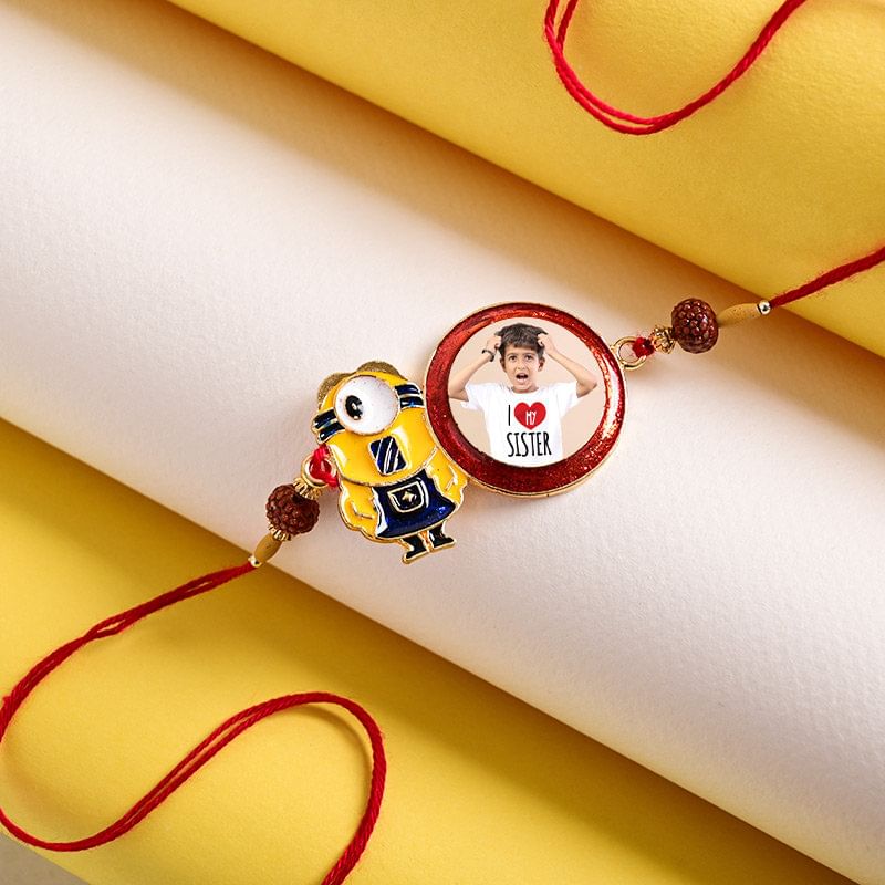 Photo personalized Rakhi full top view