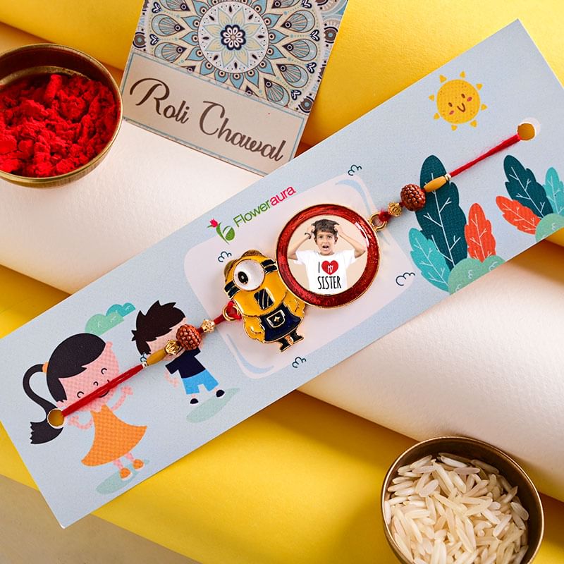 Packed view of Photo personalized Rakhi