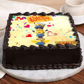 Front View of Minion Trio Birthday Poster Cake