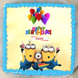 Kids Special Minion Photo Cake - Zoom View