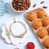 Mint Green Bhai Bhabhi Rakhis With Sweets N Nuts