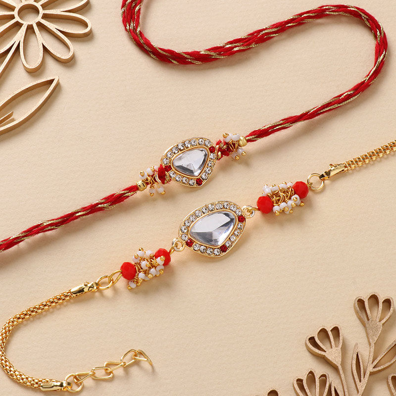 Mirror Dial Couple Rakhi Set