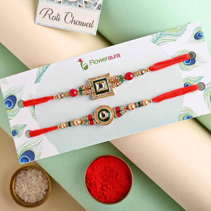 Send Fancy Rakhi for Brother - Mirror Work Rakhi Combo online