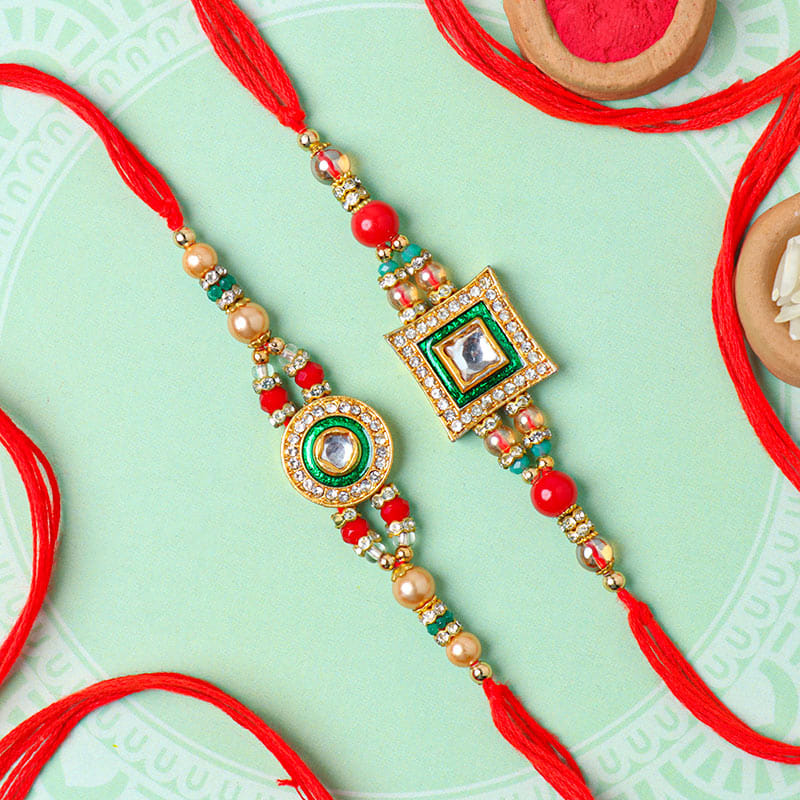 Set of 2 Kundan Rakhi