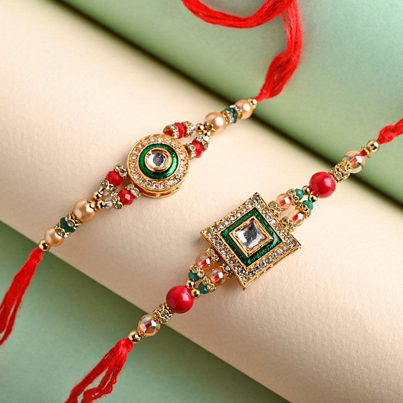 Order Fancy Rakhi for Brother online - Mirror Work Rakhi Combo