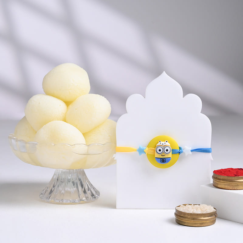 Mischievous Minion Rakhi With Rasgullas