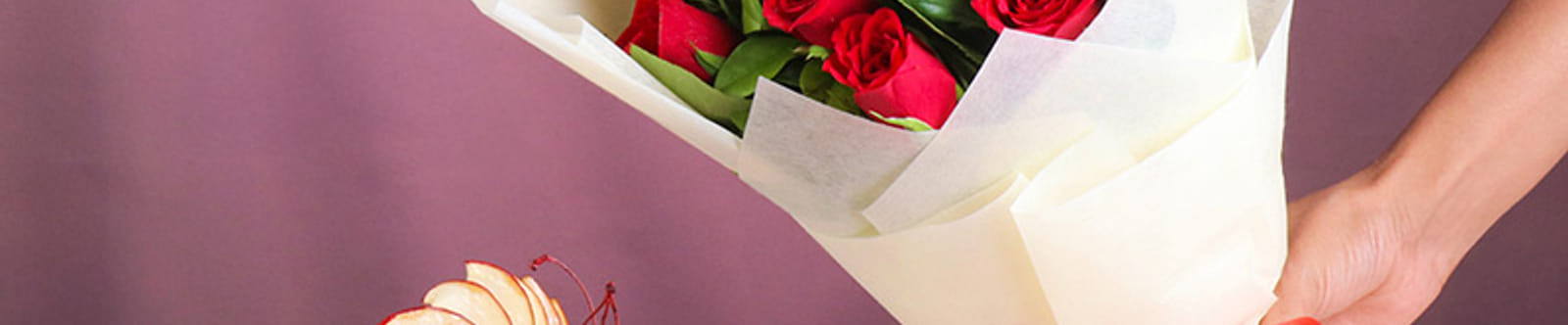 Mix Fruit Cake N Endearing Scarlet Roses