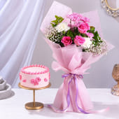 Mixed Blooms Bouquet N Cake Combo