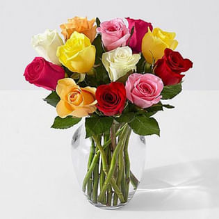 Colorful Mixed Rose Vase
