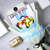 Mixed Roses Bouquet N Chocolate Combo For Dad