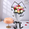 Mixed Roses With Delicious Strawberry Cake