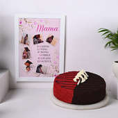 Mom Choco N Red Velvet Fusion Cake With Custom Photo Frame
