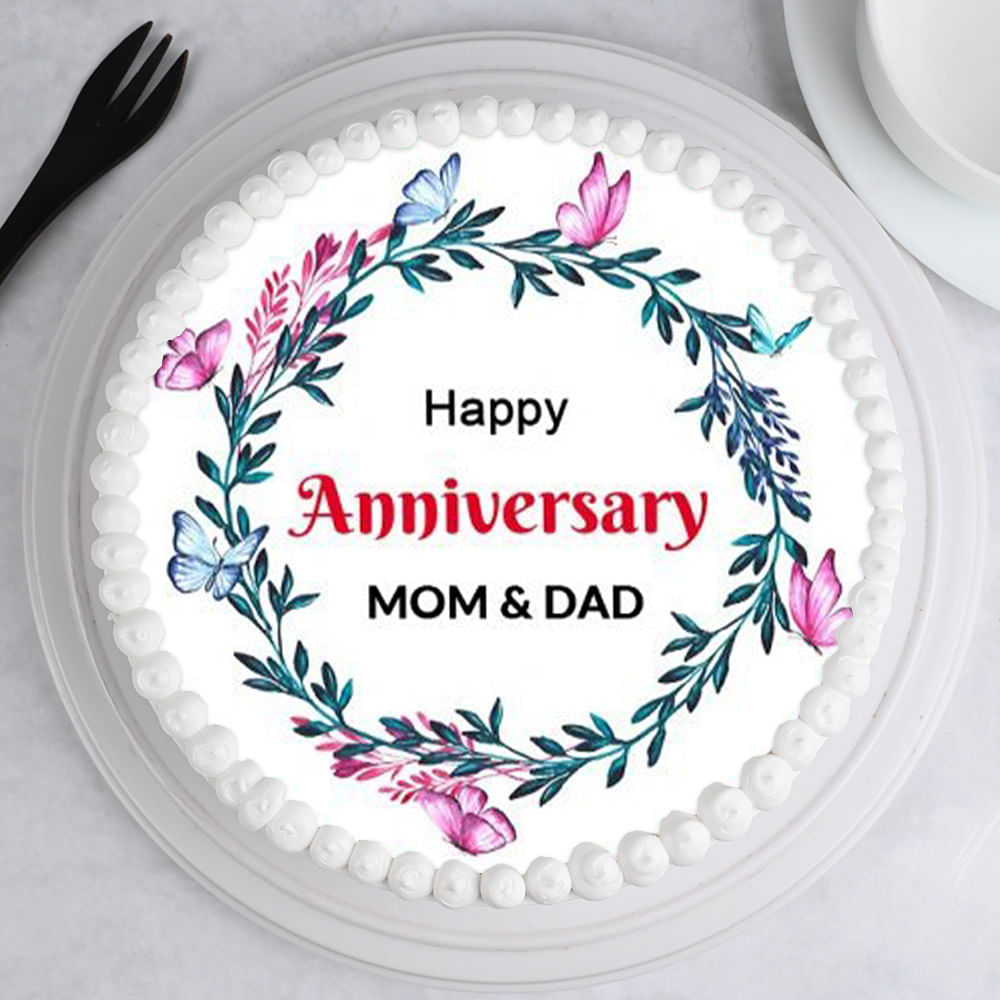 Anniversary cake for parents white color