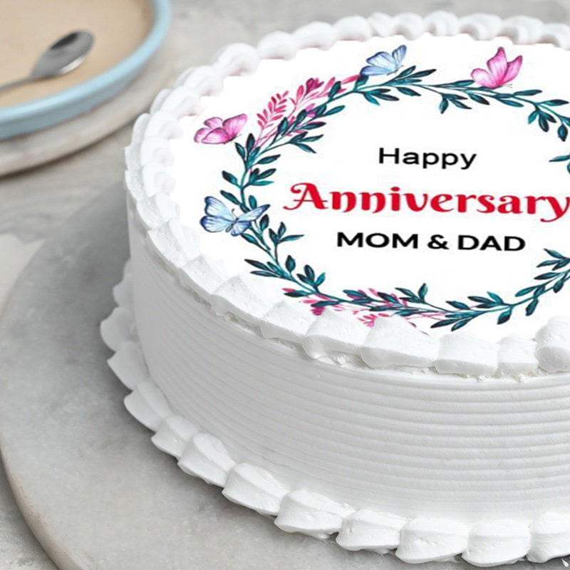 Top view of Anniversary cake for parents