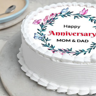 Top view of Anniversary cake for parents