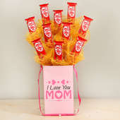 Mom Love Kitkat Bouquet - 10 Nestle Kitkats Chocolates in Chocolate Box for Mom
