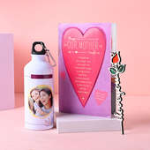 Moms Day Special Rose With Bottle N Greeting Card