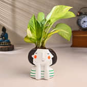 Money Plant In Girl Ceramic Pot