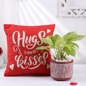 Money Plant With Hugs N Kisses Cushion
