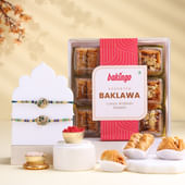 Mor Pankh Rakhi Duo With Baklawa