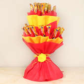 Morning Star Combo - Bouquet of Thirty 5 Star Chocolates in Red and Yellow Paper Packing