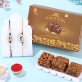 Morpankh Bhaiya Bhabhi Rakhis With Dodha Burfi