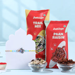 Morpankh Evil Eye Rakhi With Trail Mix N Raisins